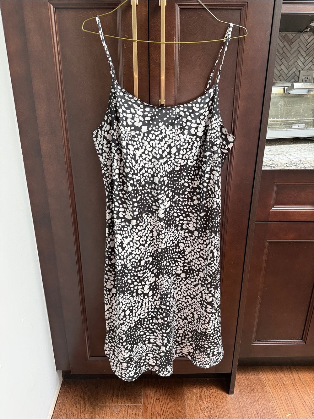 Calvin Klein Black and White  Satin Slip Dress